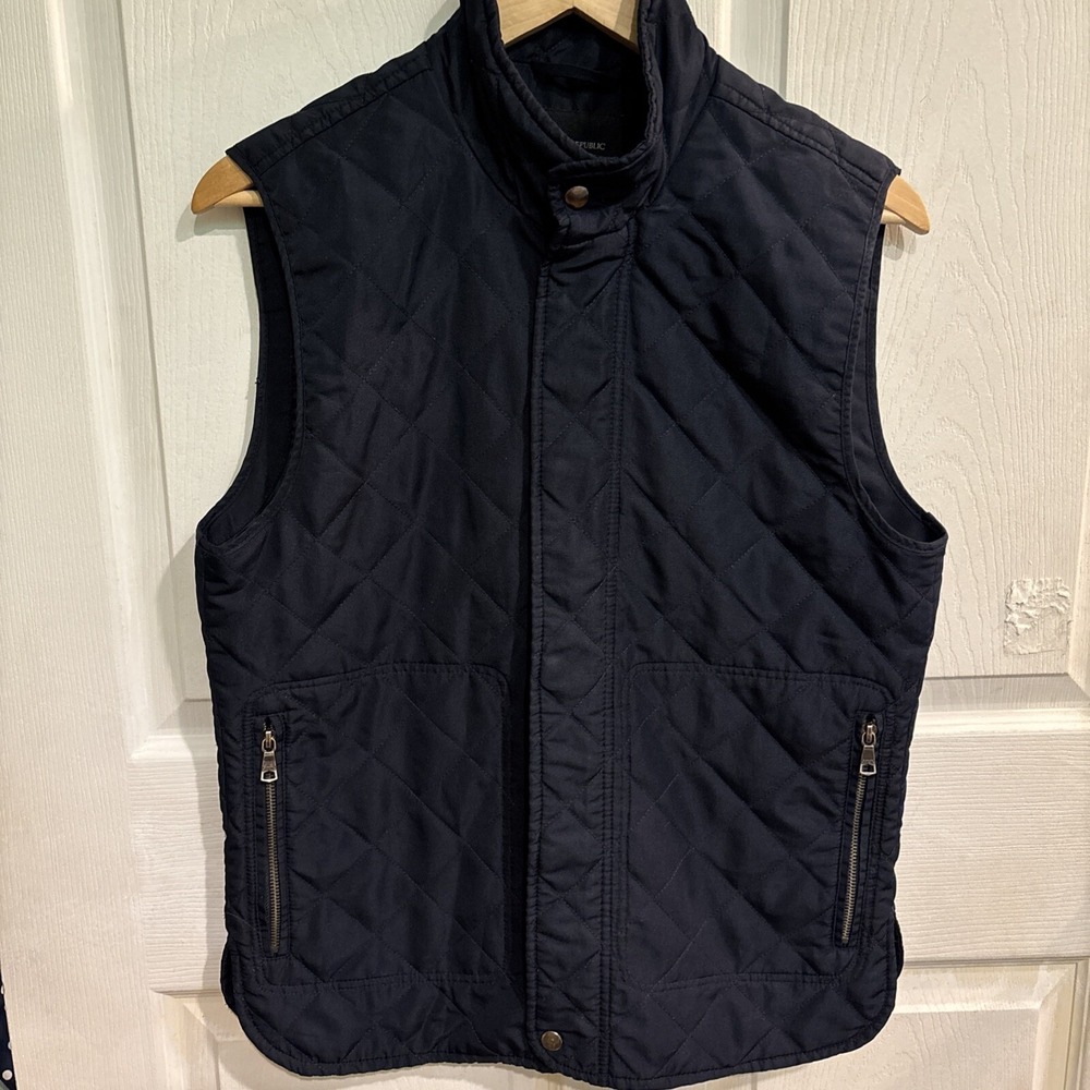 Banana Republic Vest Womens Size Small Black Sleeveless Hidden  Full Zip/button